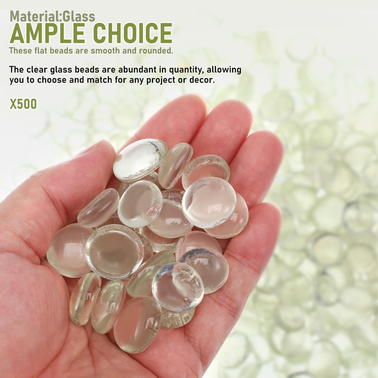 PENIKOKO 500pcs Clear Glass Pebbles, Transparent Decorative Beads for Crafts, Home Decoration, Aquarium, Floral Arrangements and Projects