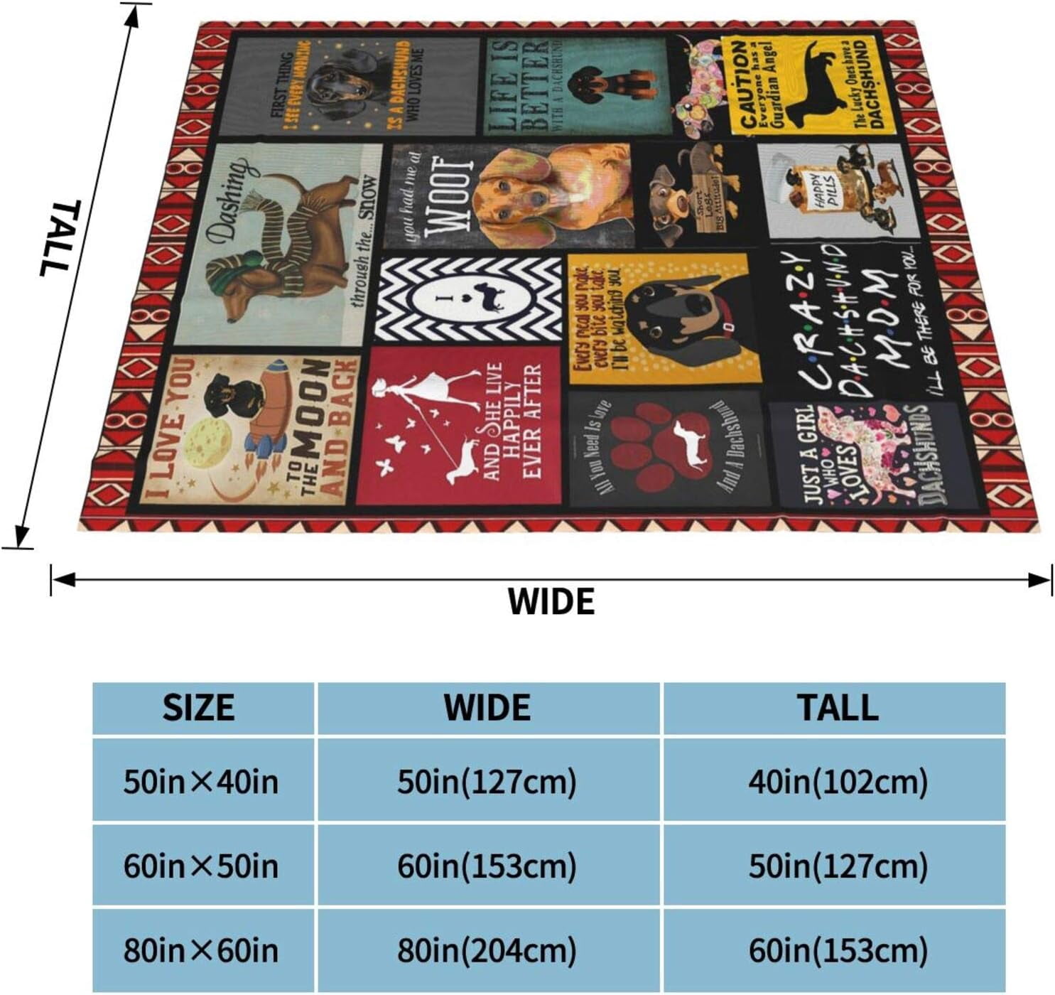 Blankets and Throws Dachshund Dog Flannel Fleece Blankets for Men Women Cozy Fuzzy Sofa Blanket for Couch Office Outdoors Large Reversible Bed Blanket Christmas New Year Birthday Gifts 80"x60"