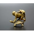 thumbnail image 2 of Brass Bronze Turtle Back Monkey Small Statue Chinese Pastoral Style Pure Copper, 2 of 7