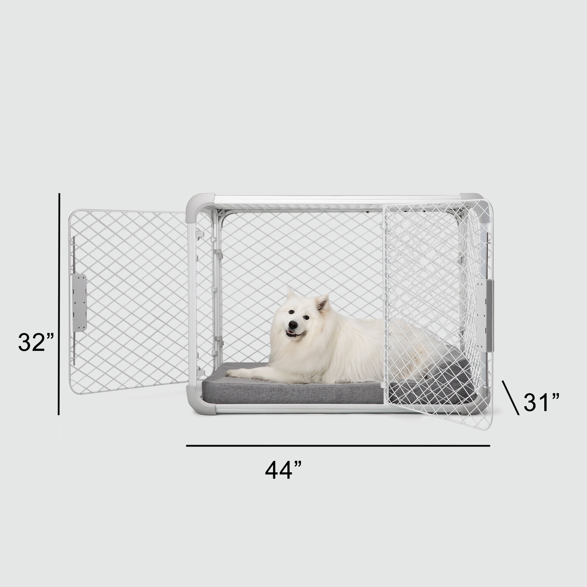 DIGGS Evolv Dog Crate, Safe, Durable Kennel with Removable Ceiling Panel and Modular, Ash, 42"