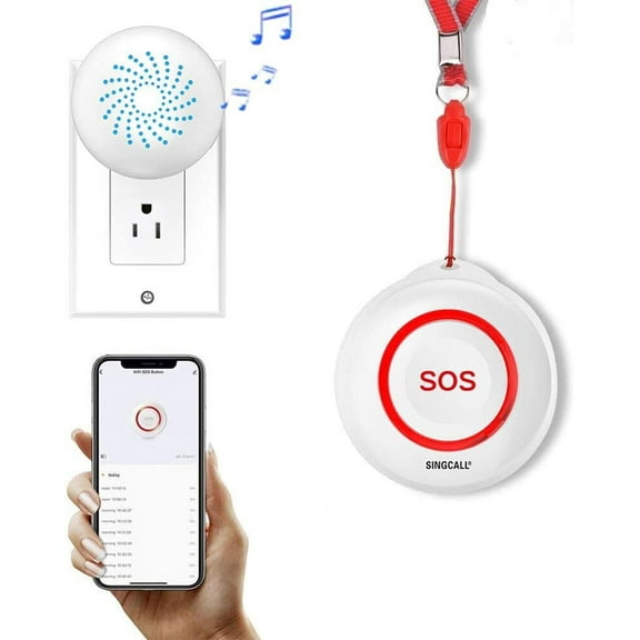 SINGCALL Tuya Wifi Smart Wireless Caregiver Pager System Nurse Calling Alert System for Elderly Patient Seniors Disabled(Only Supports 2.4GHz Wi-Fi)