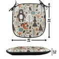 thumbnail image 4 of Cartoon Chair Seating Cushion Set of 4, Repeating Pattern of Forest Animals and Bear Owl Squirrel Motif, Seat Pads for Office with Anti-slip Backing, 16"x16", Grey Yellow and Multicolor, by Ambesonne, 4 of 7