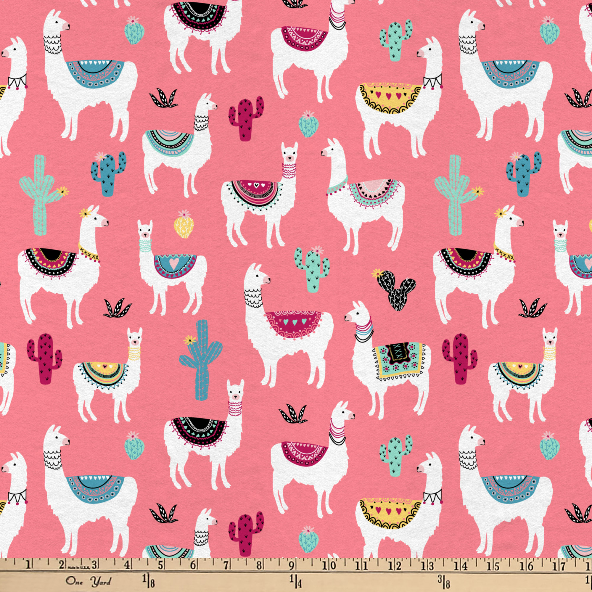 Mainstays 42" Light-weight Flannel Fabric Coral Llama by the Yard, Coral