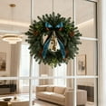 thumbnail image 6 of Norfolk Artificial Wreath 3D Realistic Green Leaves 18 Inches Diameter, Handcrafted With Premium Resistant To Fading For Outdoor Indoor, Front Door Window Wall Fireplace, 6 of 8