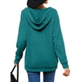 thumbnail image 5 of NFTOEIULA Women Criss Cross Lace Up V Neck Long Sleeve Drawstring Hoodie, 5 of 7