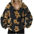thumbnail image 4 of Women's Fuzzy Fleece Oversized Sweatshirts Hoodie Fall Long Sleeve Cute Teddy Bear Hooded Sweatshirt Winter Warm Lightweight Sherpa Sweaters Top, 4 of 6
