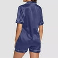 thumbnail image 7 of Pj Sets for Woman, Audhol Womens Pajamas Set Button Down 2 Piece Satin Shorts Set Ruffle Notch Collar Sleepwear Pajamas for Women Set J M, 7 of 7