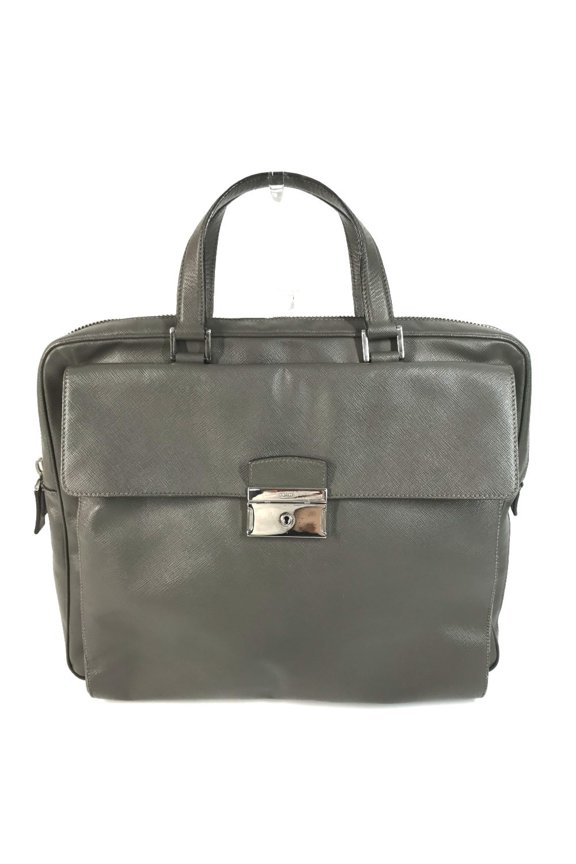 Pre-Owned PRADA business bag, briefcase, tote handbag, Saffiano leather, men's and women's,...