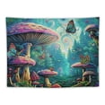 thumbnail image 5 of PRATYUS  Aesthetic Tapestry, Psychedelic Forest of Colorful Mushrooms Surreal Forest Full Moon Night, Fabric Wall Hanging Decor for Bedroom Living Room Dorm, Multi Size, Turquoise Multicolor Painting, 5 of 6