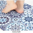 thumbnail image 4 of 2PCS Kitchen Rugs and Mats, Blue Memory Foam Cushioned Anti Fatigue Comfort Floor Mat Non Slip Waterproof Kitchen Carpet Set for Kitchen Laundry Sink 17"x48"+17"x28", 4 of 6