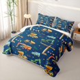 thumbnail image 3 of Homewish Construction Crane Vehicle Quilt King For Boys And Girls,Orange Green Blue Watercolor King Coverlet Set,3-Piece, 3 of 7