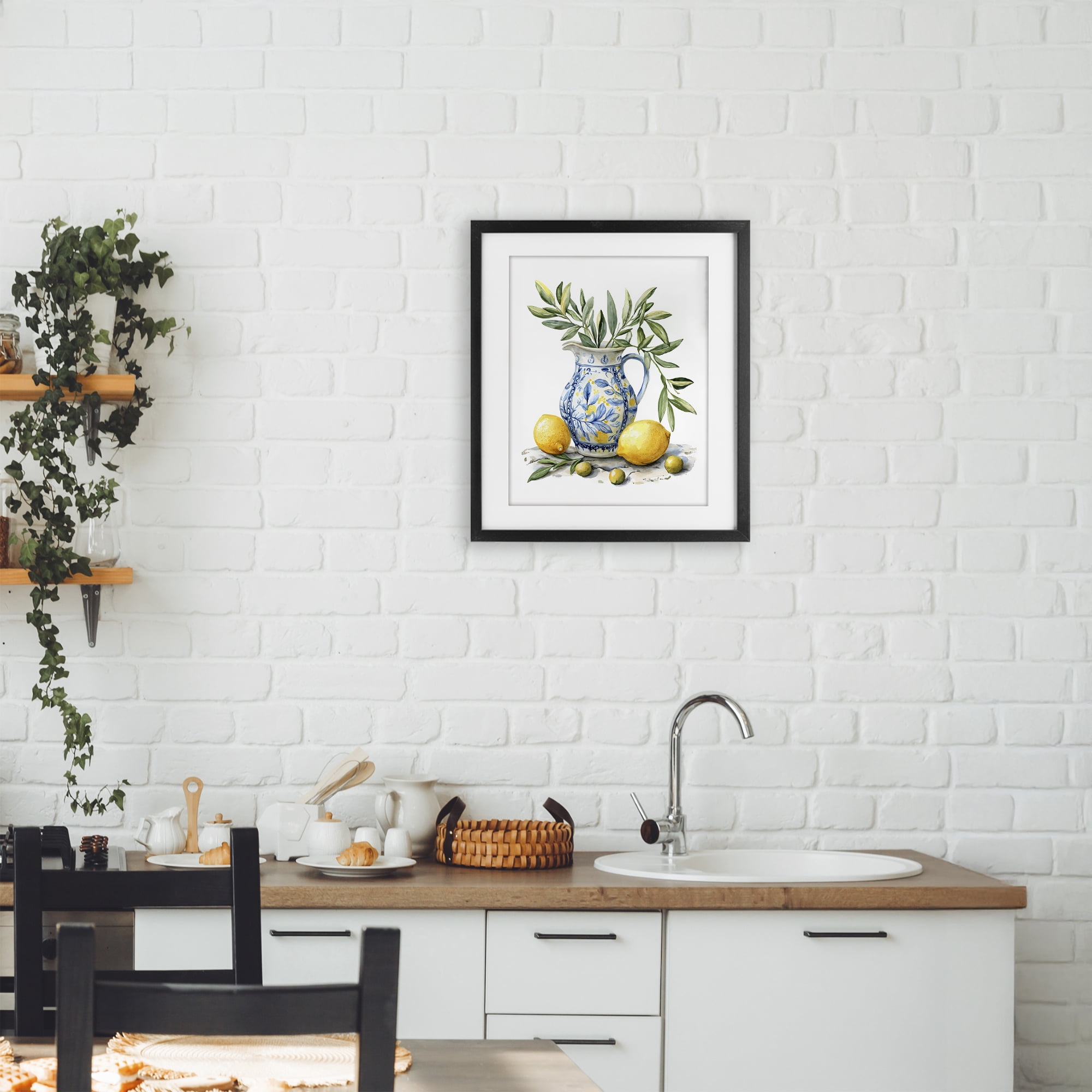 Stupell Industries Lemon & Olive Branch Still Life Black Framed Print Under Glass, design by LSR Design Studio