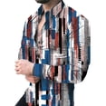 thumbnail image 1 of Camisa de manga larga con solapa para hombre , con gráficos de líneas claras y relámpagos, ropa informal de calle vintage para exteriores, ropa para hombre de talla grande, 1 of 6