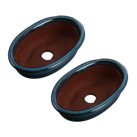 MERRYHAPY 2pcs Ceramic Glazed Flower Pots Chinese Style for Indoor Outdoor Plants