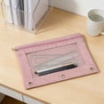 thumbnail image 5 of FastXmas Pencil Pouch for 3 Ring Binder, 9.8"x7", Smooth Zipper, Clear Window, Large Capacity Pencil Case with 3 Reinforced Grommets for Office, Work Supplies Storage, 5 of 7