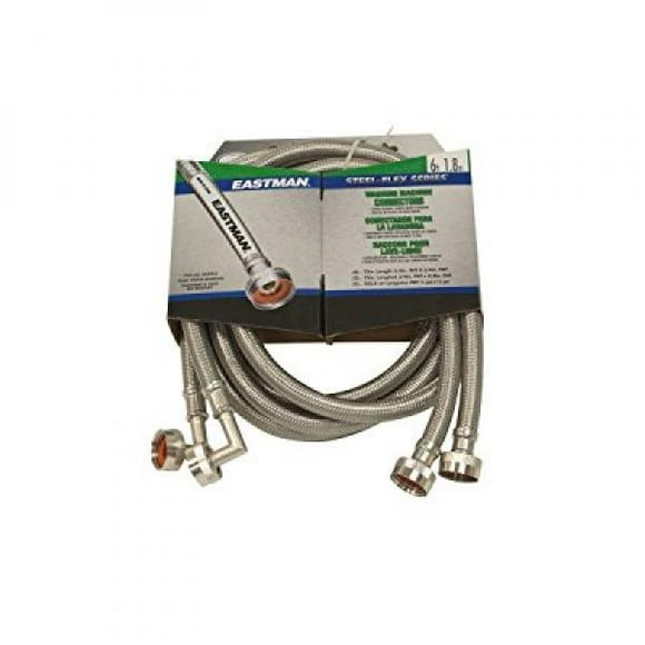 Eastman 41066 Tuyau de Laveuse en Acier Inoxydable avec Coude, Longueur 6 Pi, Argent - 1 Paire