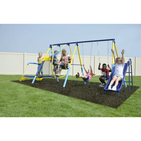 Sportspower Ridgewood Me and My Toddler Metal Swing Set with 5ft Heavy Duty Slide and Mini (Best Metal Swing Set Reviews)