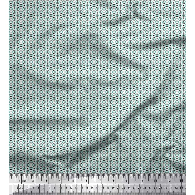 Soimoi Poly Georgette Fabric Geometric Small Printed Craft Fabric by The Yard 42 Inch Wide