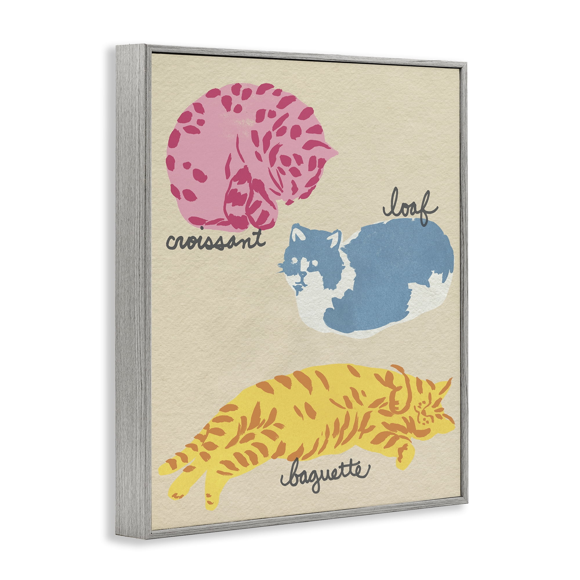 Stupell Industries Funny Relaxing Cat Shapes Animals Painting Gray Framed Art Print Wall Art, 24 x 30