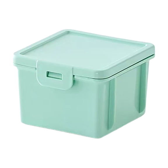 Macaron Stackable Desktop Storage Box with Buckled Lid, Mini Plastic Organizer for Office Stationery, Dorm Desktop Organizer, Desktop Workspace Container (Green, 3''X3''X2.4'')