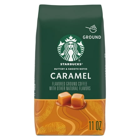 Starbucks Light Roast Ground Coffee-Caramel Flavored Coffee-Naturally Flavored-100% Arabica 1 bag (11 oz)