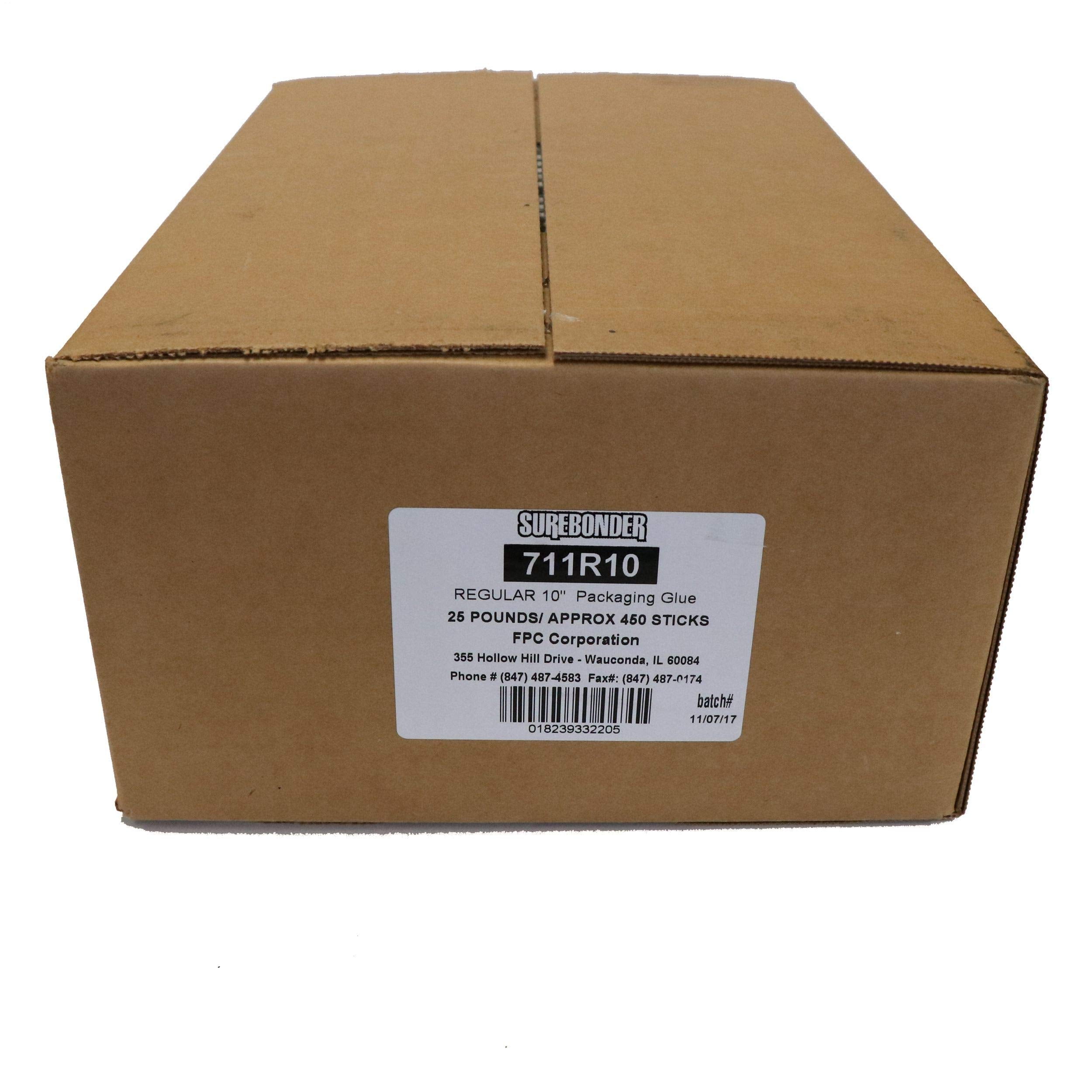 Surebonder 711R10 Light Amber Fast Set Packaging Standard Glue Sticks, Made in The USA, 7/16" x 10" Length, 25 lb. Box, 450 Sticks (Pack of 450) CA3