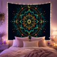 thumbnail image 2 of Golden Sun and Moon Mandala Against Deep Navy Blue, Mystical Celestial for Boho Decor Lovers, Sacred Geometry Art, Housewarming Gift Tapestry Wall Hanging for Living Room and Bedroom, 2 of 7