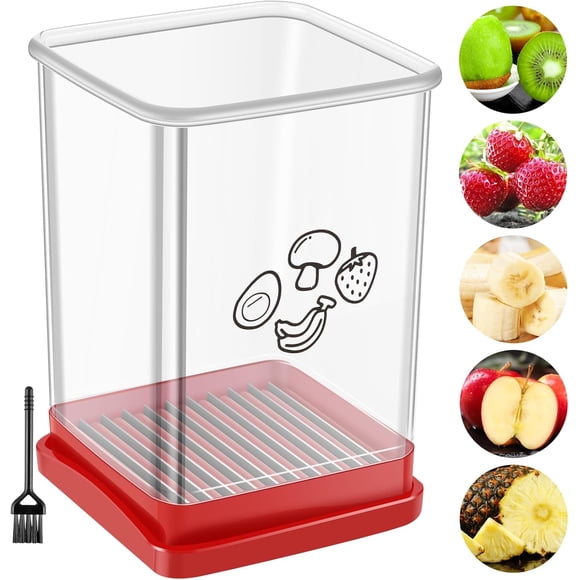 GLMFAN Cup Slicer Fruit and Vegetable Fast Slicer Fruit Slicer Cutter Cup w Push Plate Stainless Steel Cup Cutter Strawberry Cutter Egg Slicer Portable Cup Slicing Tool Kitchen Gadget w Brush
