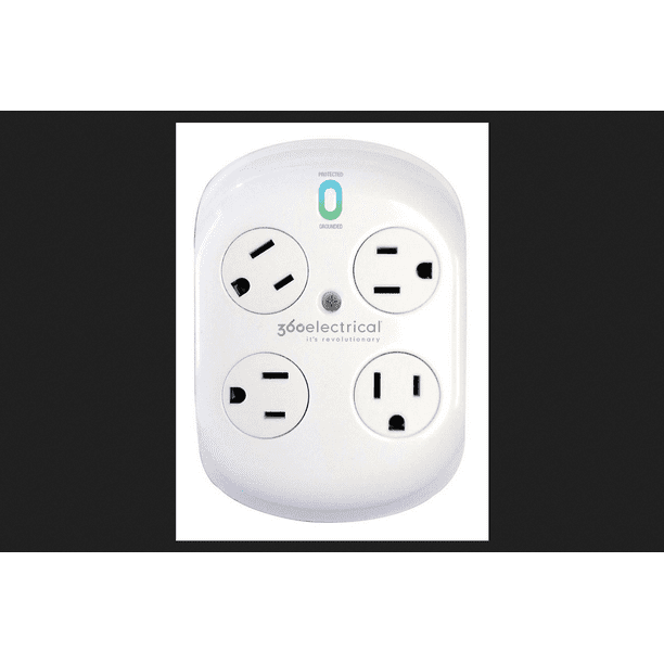 360 Electrical Revolve 4 Outlet Surge Protector White Walmart Com