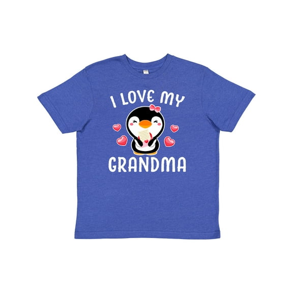 Inktastic I Love My Grandma with Cute Penguin and Hearts Youth T-Shirt