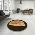 thumbnail image 3 of Ahgly Company Indoor Round Patterned Black Bean Brown Area Rugs, 6' Round, 3 of 6