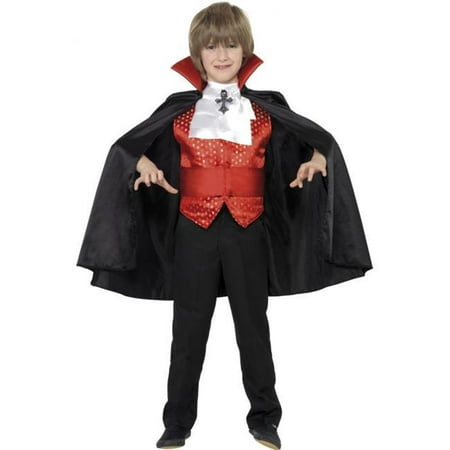 Smiffys 35830L Black Dracula Boy Costume with Cape, Cummerbund Cravat & Waistcoat -