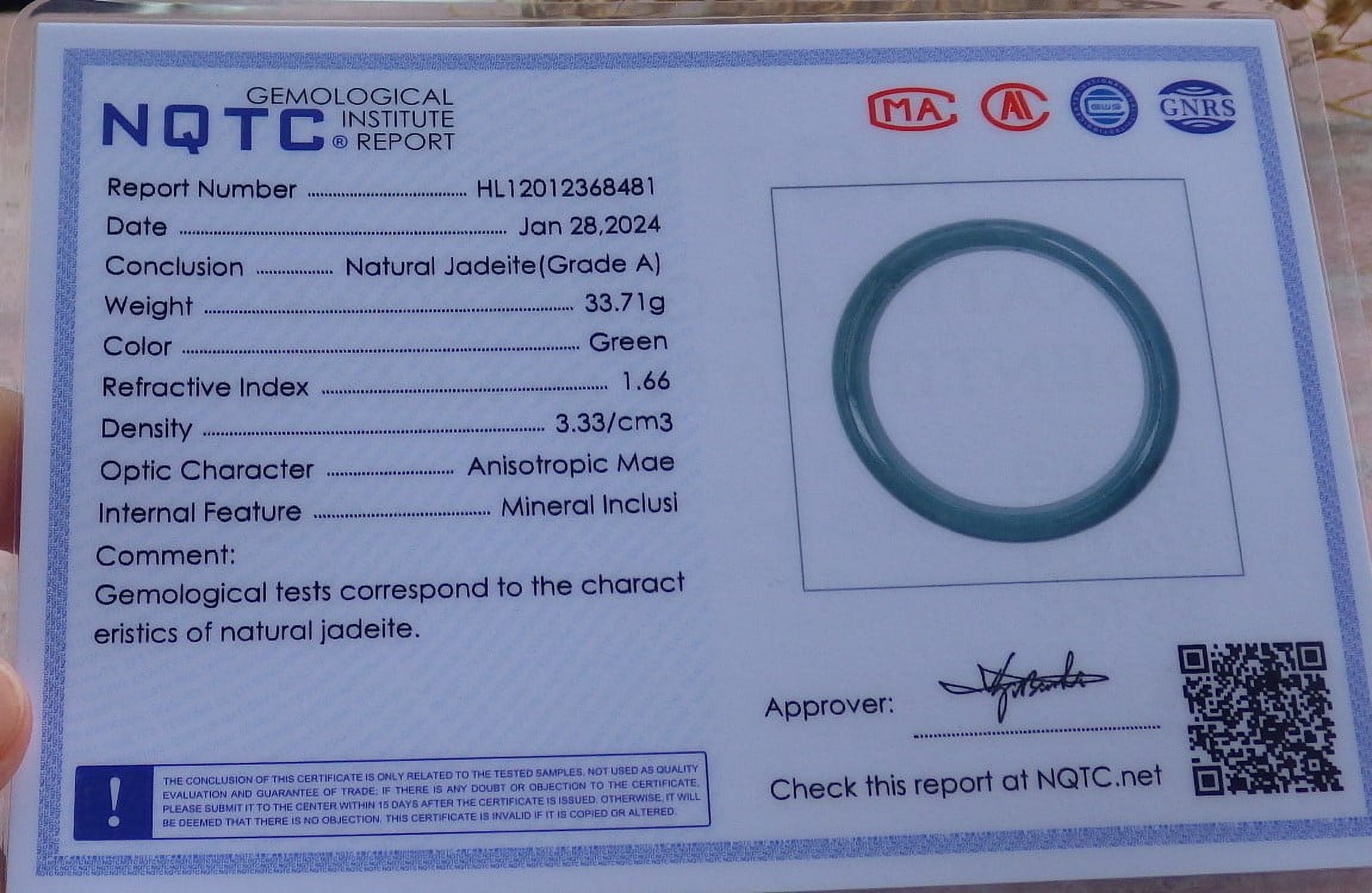 Green Natural A JADE Jadeite Bangle Bracelet 57 mm 680249 TN