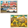 Melissa & Doug Vehicles Wooden Jigsaw Puzzles Set, Construction and Rescue, 24pc