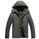 thumbnail image 5 of Chaqueta de exterior para hombre, para montañismo, resistente al viento, impermeable, de invierno, con forro polar, chaqueta gruesa, con capucha, holgada, de talla grande, 5 of 5