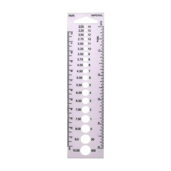 Knitting Needle Gauge Ruler and Measuring Tool, Plastic Crochet Hook Sizer with Holes, Circle Template, Multi-Functional Craft Ruler for Yarn Projects (1Pcs) Light Pink