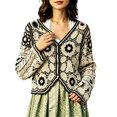 thumbnail image 2 of Cardigan Sweaters for Women Long Sleeve Lightweight Open Front Hollow out Floral Crochet Knit Cardigans Fall Clothes, 2 of 5