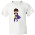 thumbnail image 3 of Inktastic African American Girl, Superhero Girl, Purple Cape Youth T-Shirt, 3 of 5