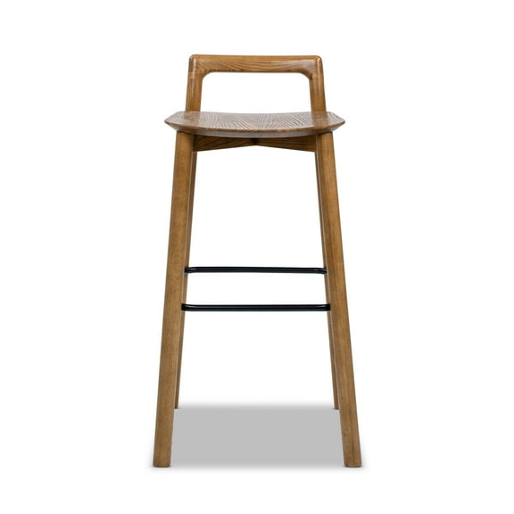 Sven 30" Modern Minimalist Low Back Wood Barstool Dark Brown Walnut Ash Wood