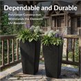 thumbnail image 3 of Sunnydaze Modern Decorative Standing Square Polyrattan Planter Containers - 20" Tall - Black - 2-Pack, 3 of 9