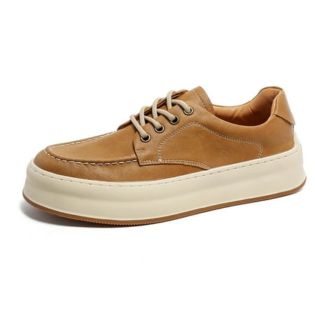 

New genuine sneakers men‘s height increasing platform lace-up round toe retro casual sneaker all-matching tooling fashion shoes 1135