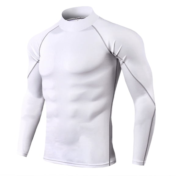 IWRICH Men's Compression Shirts Long Sleeve Cooling Athletic Workout T Shirt for Sports White XL
