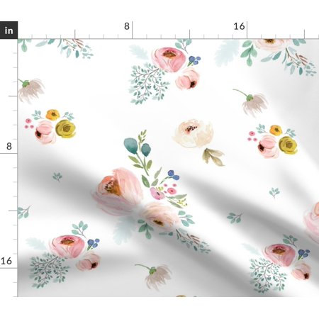 Spring Floral Vintage Home Decor Pink Green Fabric Printed By