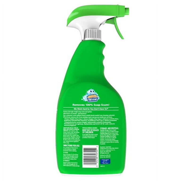 Scrubbing Bubbles Disinfectant Bathroom Grime Fighter Spray, Citrus, 32 fl oz, Pack of 1, Green