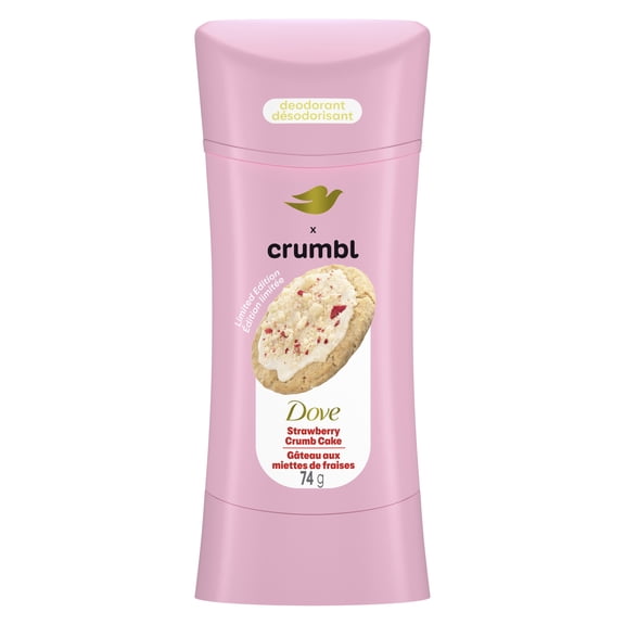 Bâton désodorisant sans aluminium Dove Crumbl, Gâteau aux miettes de fraises, 74 g | Édition limitée