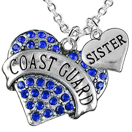 Hearth Guards Coast Guard Sister Heart Necklace, Hypoallergenic, WILL NOT IRRITATE Anyone With Sensitive Skin. Safe- Nickel, Lead, Cadmium Free ()
