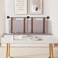 thumbnail image 3 of Wall Mounted Headboard King Size with Brown Faux Leather Straps, Linen Fabric Upholstered Headboard with Adjustable Heigh Headboard, King Headboard with Metal Bar for Dining Room, Bedroom, Grey, 3 of 7