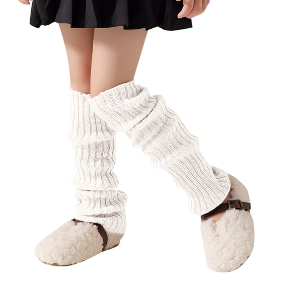 TELOLY Socks for Boys 6-8 Girl Socks 6-8 Years Old Kids Leg Warmers Knitted Leg Warmers Loose Socks Knee High Leg Warmers for Girls One Size