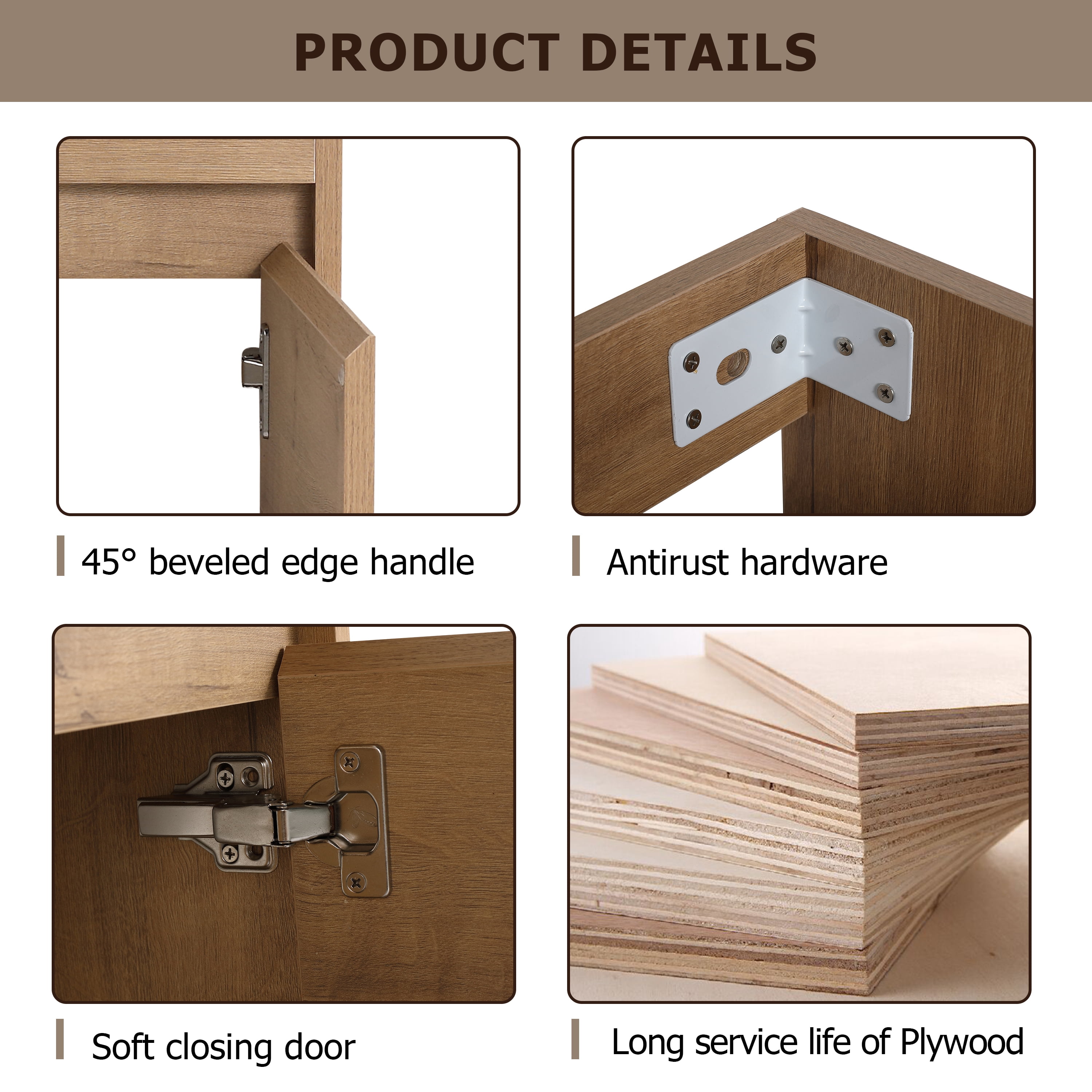 Soft Close Doors Bathroom Vanity With Sink,16 Inch For Small Bathroom
