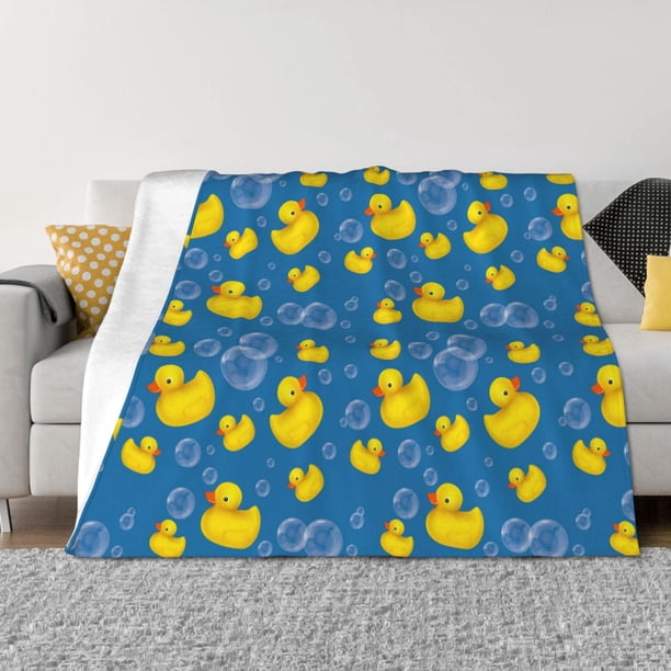 Fotbe Rubber Duck Manta de Franela con Estampado, Manta Ultrasuave para Cama, Sofá, Auto, Hipoalergénica y Antibolitas-80"x60"